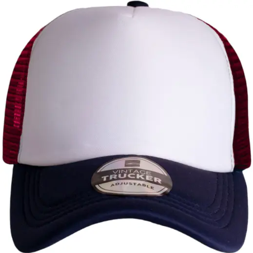 FWRD Vintage Trucker Three Tone Cap Navy-White-Burgundy